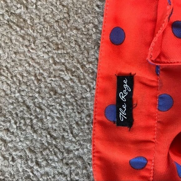 The Rage Sheer Blouse Small Orange Blue Dots - Picture 11 of 16